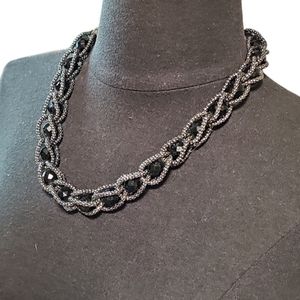 Women's woven Black and silver adjustable length Necklace